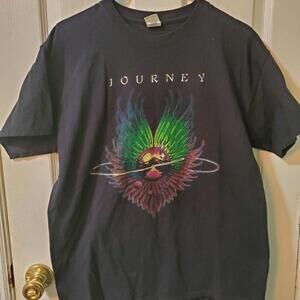 Black Short Sleeve Graphic Tee with Colorful Winged Planet